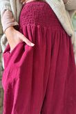 Lock Needlecord Shirring Barrel Pant Burgundy